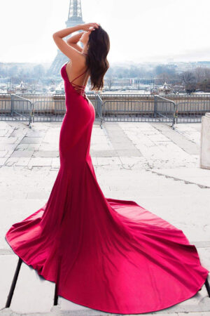 Wine Red Mermaid Evening Gown