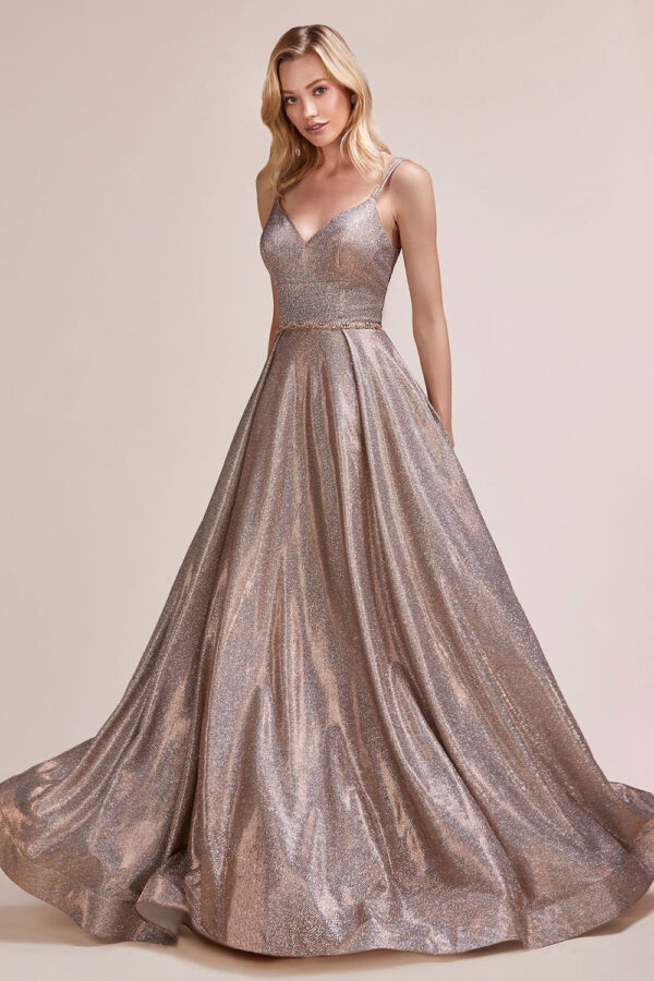 Sparkly Straps V-neck A-line Floor length Long Prom Dress for Women.