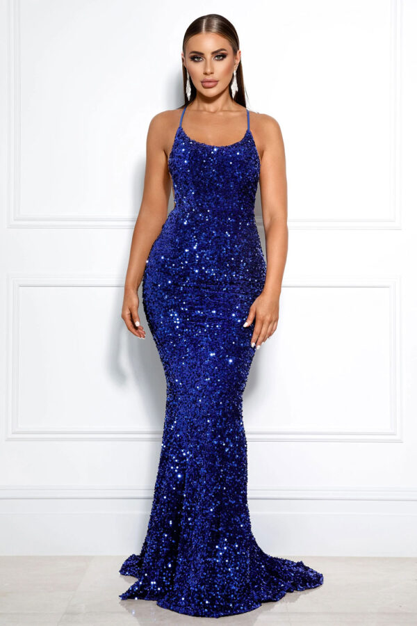 Sequins Backless Evening Gown